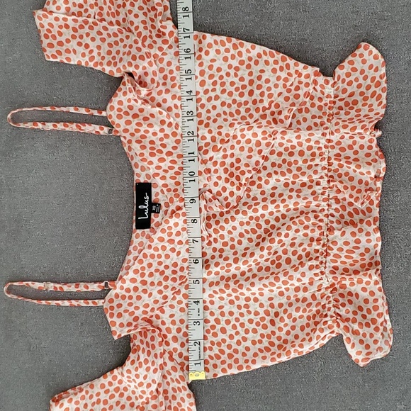LULU'S Artiste Orange Ruffled Cold Shoulder Top SIZE: XS - Picture 3 of 7